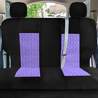 Universal Fit Diamond Stitched Flat Cloth Car Seat Covers Full Set - Purple - color: Purple