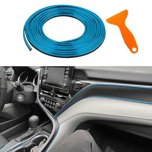 Car Interior Trim Strips, Car Door Trim, 32.8ft /10M Flexible Trim with Installing Tool, Automobile Molding Line Accessories for Door Panel Gap Instrument Panel (Electrobluing) - color: Electrobluing