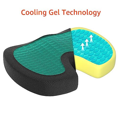 Amazon Basics Comfortable Seat Cushion for Office Chairs, Gel Enhanced Memory Foam, Non-Slip, Cooling Support for Long Sitting, Black - size: Seat Cushion, style: Gel Memory Foam