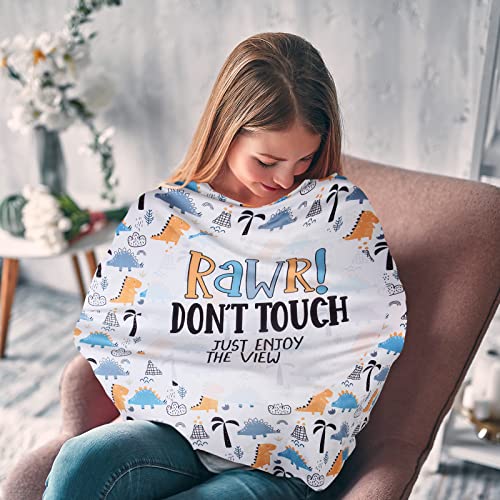 Metplus Car Seat Cover Baby, No Touch Sign Carseat Canopy, Nursing Breastfeeding Covers, Stretchy Universal Fit, Multi-Use for Stroller/Shopping Cart/High Chair, Gender Neutral Shower Gift - color: Dinosaur