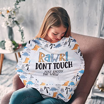 Metplus Car Seat Cover Baby, No Touch Sign Carseat Canopy, Nursing Breastfeeding Covers, Stretchy Universal Fit, Multi-Use for Stroller/Shopping Cart/High Chair, Gender Neutral Shower Gift - color: Dinosaur