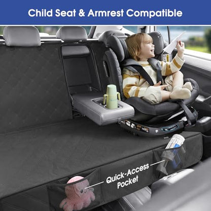 Upgraded 900D Heavy Duty Dog Back Bench Seat Cover, Car Seat Protector, Seatbelt & Armrest Compatible, Waterproof & Non‑Slip for Dogs & Kids, Fits Compact Cars and SUVs - size: Small-52"W