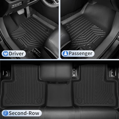 Floor Mats for Toyota RAV4 2025 2024-2019 (Include Hybrid) Full Set All Weather Floor Mats for Toyota RAV4 Accessories 2025 2024-2019 TPE Back Seat Cover Protector Trunk Frunk Mat - size: 2019-2025