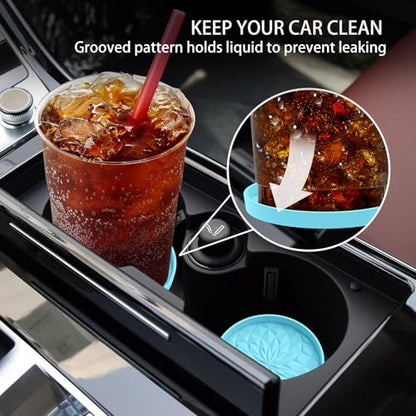 Car Coasters for Cup Holders [4 Pack] - 2.75In Silicone Auto Mug Mats - Universal Non-Slip Recessed Car Interior AccessoriesSky Blue - color: 4pack-sky Blue