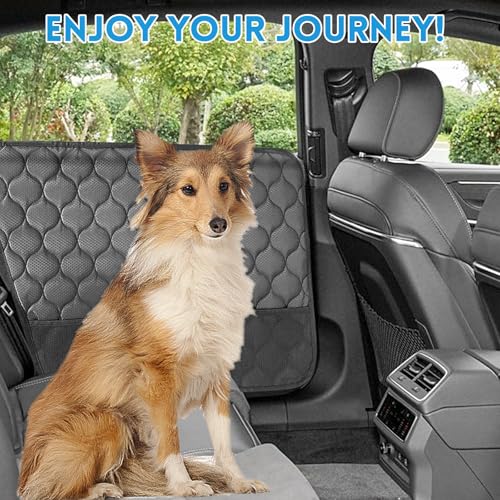 Dog Car Door Protector Universal Extra Thick & Big Pet Vehicle Door Guard Cover with Storage Pockets for Sedans, Trucks, SUVs, Anti-Scratch Nonslip Machine Washable Black (2 Pack)