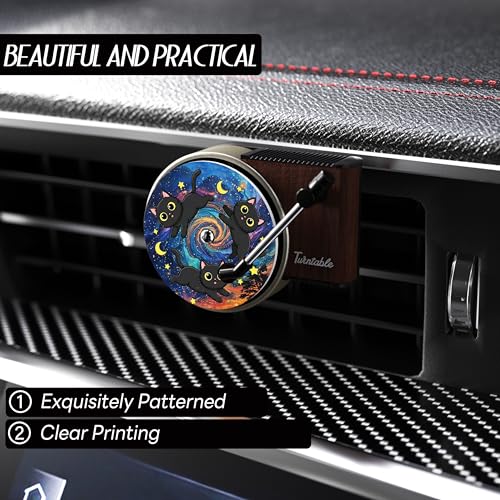 Maicican 12 PCS Starry Sky Cat Car Air Freshener Vent Clip, Cute Car Air Freshener with Record Player Design, Unique Car Accessories and Decor for Music Lovers or Cat Lover (Starry Sky Cat B) - color: Starry Sky Cat B