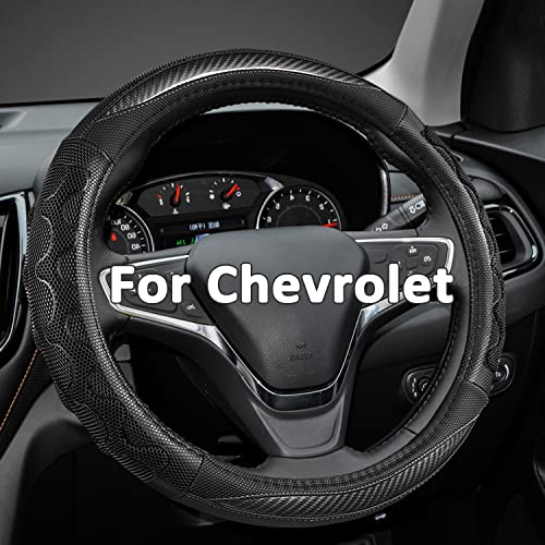 GIANT PANDA Steering Wheel Cover for Chevy Silverado - Car Steering Wheel Cover for Chevrolet Colorado Tahoe - Gray - color: A-Black+Gray
