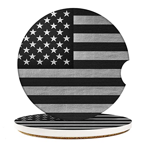 Britimes Car Coasters for Drinks Absorbent, 2 Pack Cup Holders, 2.56" Ceramic Stone & Non-Scratch Cork Base Coasters Cupholder, Auto Accessories for Women & Men, American Gray Your Grey America - color: American