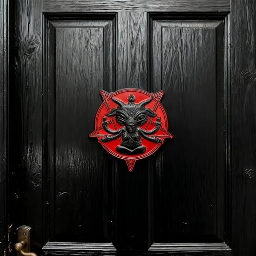 Occult Goat Car Emblem – Metal 3D Black Badge with 3M Adhesive – Mystical Goat Decal for Car, Truck, Motorcycle, Window, Door, or Home Decor (Red and Black) - color: Red and Black