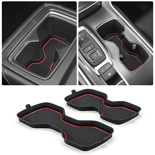 Auovo Cup Holder Inserts Coaster Compatible with Honda Accord 2018 2019 2020 2021 2022 Silicone Cup Mat Pad Car Interior Decoration (2-pcs kit, Red) - color: Red