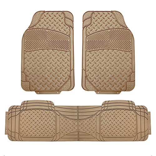 FH Group F11322 Classic Rubber Trimmable Floor Mats (Beige) Full Set - Universal Fit for Cars Trucks and SUVs
