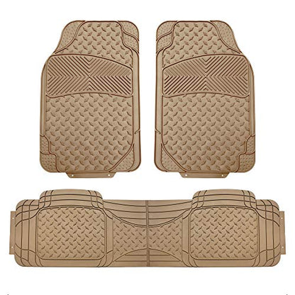 FH Group F11322 Classic Rubber Trimmable Floor Mats (Beige) Full Set - Universal Fit for Cars Trucks and SUVs