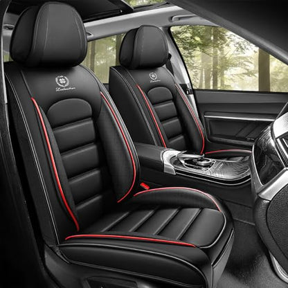 Car Seat Covers for Kia Optima 2001-2020, Premium Nappa Leather, Waterproof, Anti-Slip, Full Coverage, Airbag Compatible, Breathable, All-Weather, Easy Install (2 Seats, Black&Red) - color: 2 Seats - Black&Red, size: Kia Optima 2001-2020