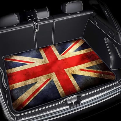 Universal Car Trunk Mat 29" x 39", Retro Flag Pattern All Weather Trunk Protection Cargo Liner,Durable Cargo Mat Rear Trunk Liner, Stylish Vehicle Interior Accessories Suitable for Most Car Models - color: Flag Pattern