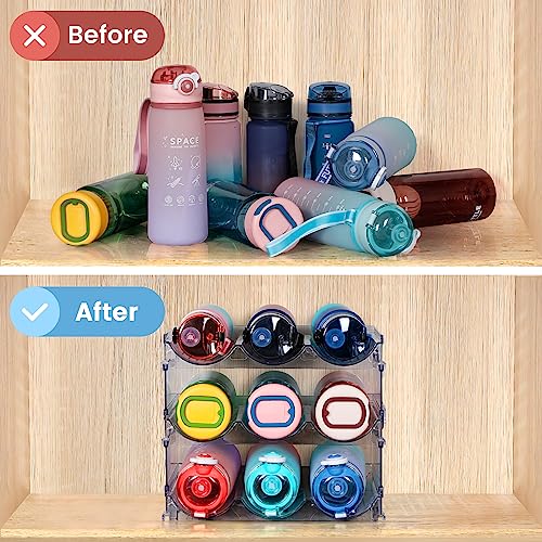 Water Bottle Organizer for Cabinet, 3 Pack Water Bottle Organization and Storage Shelf, Plastic Water Bottle Holder Rack for Fridge, Kitchen, Desktop - size: 3 Pack