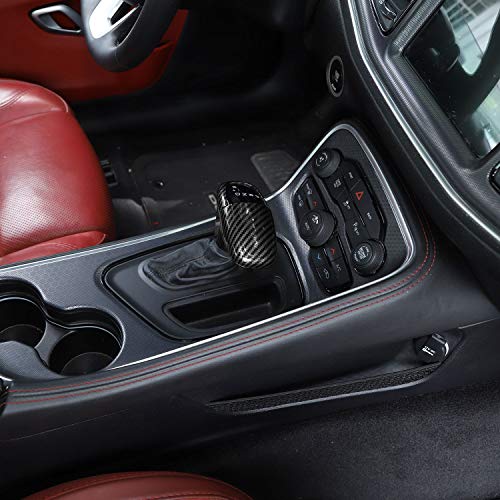 Voodonala for Challenger Charger ABS Carbon Fiber Gear Shift Shifter Knobs Cover Trim for 2015-2026+ Dodge Challenger Charger 2018-2026+ Durango Interior Accessories 3pcs