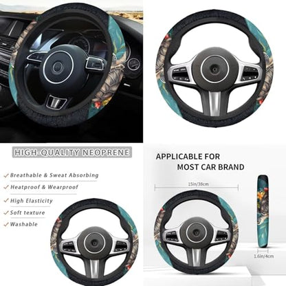 Hawaiian Sea Turtle Car Seat Cover Set for Front and Rear Car Accessories Full Set 12 Pcs Steering Wheel Cover Armrest Pad Gear Shift Cover Headrest Covers Universal Fit - color: Hawaiian Sea Turtle
