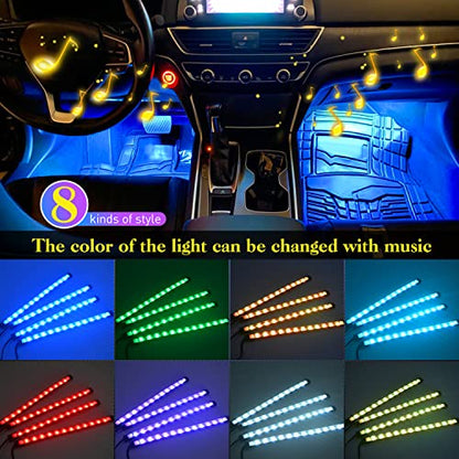 Nilight 48 LEDs DC 5V Multicolor Music Car Strip Light Under Dash Lighting Kit with Sound Active Function and Wireless Remote Control, 2 Years Warranty, 4PCS USB Interior Lights - color: 4PCS USB Interior Lights