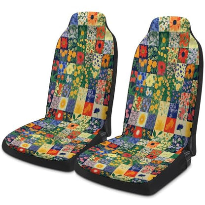 Floral Patchwork Quilt Universal Car Seat Cover Automotive Seat Covers Compatible Universal Fit for SUV Van Trucks - size: Rearseat128x78x52cm
