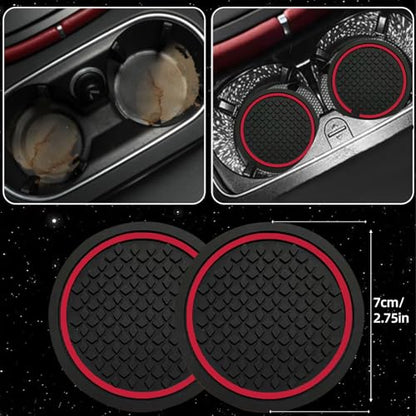 NBTEPEM 6 PCS Car Steering Wheel Cover Set, Microfiber Leather Steering Wheel Covers Universal 14.5-15 inch, Center Console Cover, Seat Belt Cushion, Cup Holder Coaster, Car Accessories Set Red - color: Black with red, size: Steering Wheel Cover Set