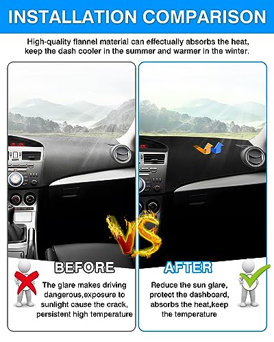 Autorder Dashboard Cover Mat for 2010-2013 Mazda 3 Sedan/Hatchback/MazdaSpeed3 Accessories Dash Cover Flannel Dash Mat Sunshade Glare UV Rays Protector - size: 2010-2013 Mazda 3