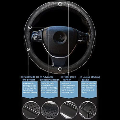 Gomass Car Steering Wheel Cover, Anti-Slip, Safety, Soft, Breathable, Heavy Duty, Thick, Full Surround, Sports Style (Black with Gray Line) - color: Black With Gray Line