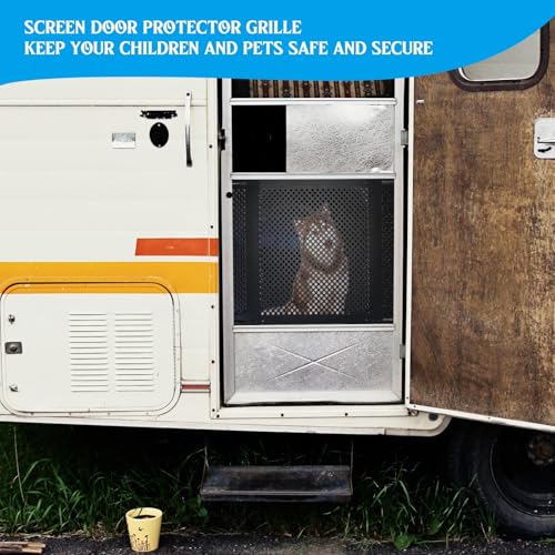 Gisafai RV Screen Door Protector for Dogs, 24 Inch High Adjustable RV Screen Door Guard Adjusts from 21''- 31.5'', Aluminum Alloy Protector Grille Defender for Camper, Black - size: 24 Inch High, style: Classic