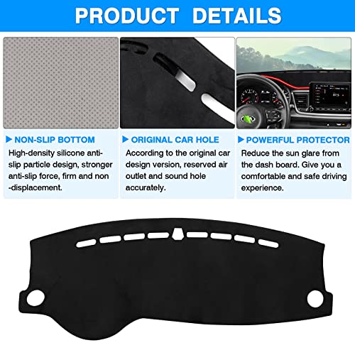 Autorder Dashboard Cover Mat for 2017-2023 Kia Rio Accessories Dash Cover Flannel Dash Mat Sunshade Glare UV Rays Protector - size: 2017-2023 Kia Rio