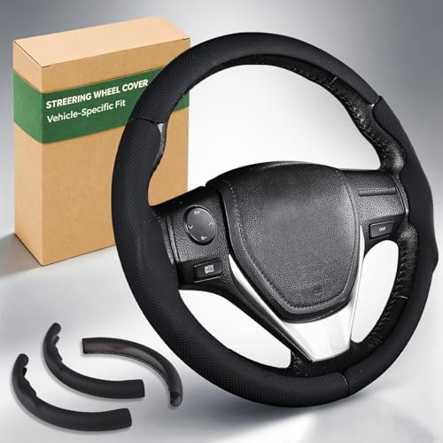 Aimato Customized Steering Wheel Cover for Toyota Corolla 2014-2019 / RAV4 2013-2018, Thin,Anti-Slip,Scratch-Resistant Exclusive Car Accessory for Toyota, Nappa Black - color: Nappa Black, size: For Corolla 2014-2019/ RAV4 2013-2018