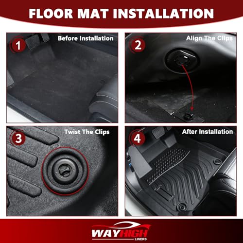 Wayhigh® Floor Mats & Cargo Liner for Dodge Challenger RWD 2015-2023, All Weather TPE Car Mats Waterproof Heavy Duty Floor Liners, Floor Mats Custom Fit for Challenger Accessories - style: 6) For Dodge Challenger RWD / 2015-2023 / Mats Set