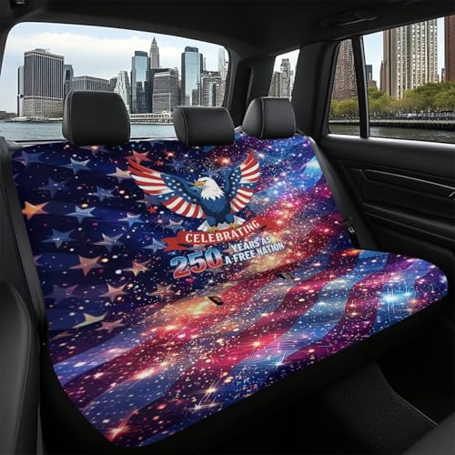 AFPANQZ Car Seat Covers 2 Pcs Back Seat Cushion Split Bench Covers, American Eagle Galaxy Print Universal Rear Seat Protector for SUV Trucks Sedan - color: American Eagle Galaxy