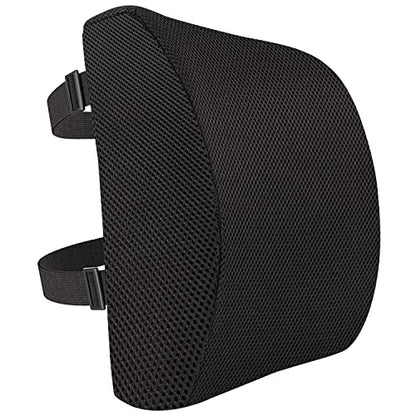 Amazon Basics Rectangular Memory Foam Back Support Cushion for Office Chairs, Non-Slip Base for Long Sitting, Black - size: Back Support Cushion, style: Memory Foam