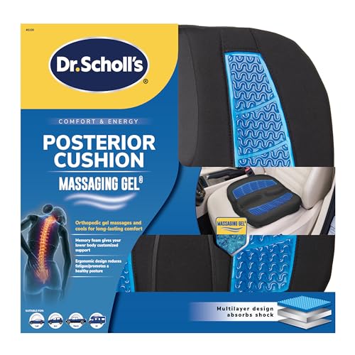 Dr. Scholl's Massaging Gel Posterior Seat Cushion for Car, Office, Home — Black - size: Posterior, style: Massaging Gel-Infused
