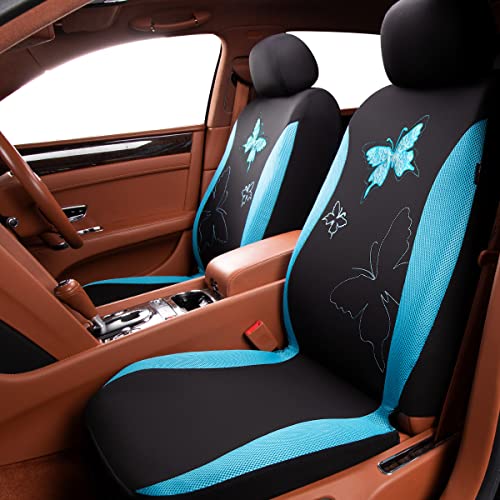 Flying Banner Butterfly car seat Covers ful Set Fashion Universal Lady Woman Female Rear Bench Back Split Colorized (Mint Blue, Full Set - Lace) - color: Mint Blue Lace, size: Full set