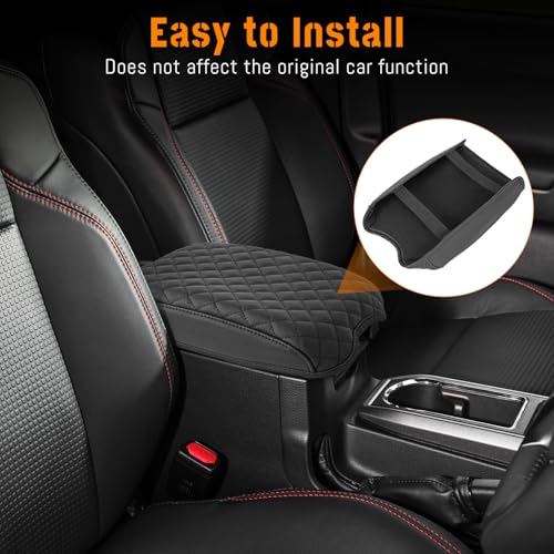 Thicker Center Console Cover fit for Toyota Tacoma 2016 2017 2018 2019 2020 2021 2022 2023,Waterproof Microfiber Leather Middle Console Armrest Cover,Arm Rest Box Lid Cushion Protector,Black - color: Diamond Quilted - Black