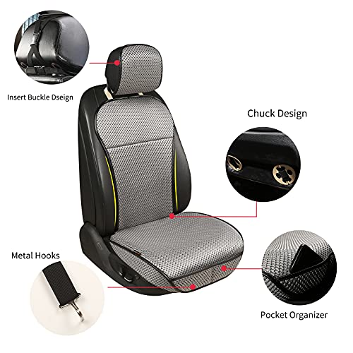 Luxury Breathable Car Seat Cover Fit Four Seasons, Universal Front of Car Seat Cushions, Bottom Seat Covers of Full Wrapped Edge,Universal Fit for 95% Cars,SUV,Pickup,Van(Grey，2PCS)