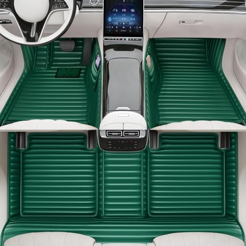 All-Weather car Floor mats, Anti-Slip Leather Floor mats Set, Suitable for 99% of Vehicle Models, Providing Comprehensive Protection for the car Carpet of Your Beloved car. (Green=) - color: Green=