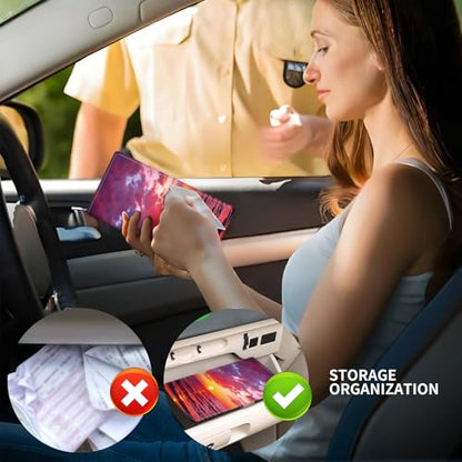 Leather Car Registration and Insurance Card Holder, Cute Car Accessories Vehicle Glove Box Car Organizer for Documents, Cards, License Beautiful Sunset - color: Beautiful Sunset