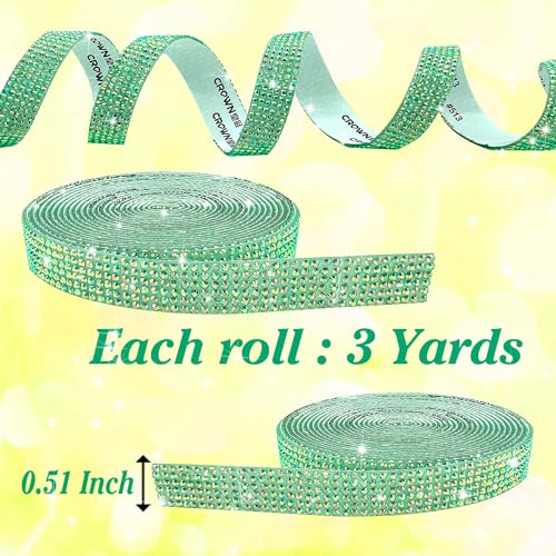 Self Adhesive Green AB Rhinestone Ribbon Crystal Strips, 3 Yards Bling Christmas Resin Rhinestone Diamond Sticker for DIY Crafts,Wedding,Halloween Christmas Party(Green AB) - color: Green AB