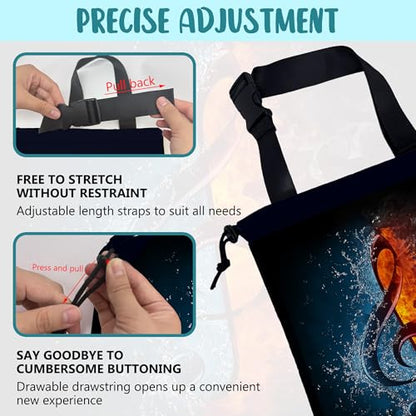 Car Trash Bag Music Note in Fire and Water Leak-Proof Waterproof Car Garbage Bag with Drawstring Foldable Canvas Trash Bin with Adjustable Buckle for Car Accessories, Travelling, Camping - color: Music Note in Fire and Water