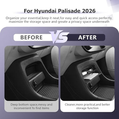 LUWU Center Console Organizer Compatible with 2026 Hyundai Palisade Calligraphy Accessories Armrest Console Organizer 2026 Palisade Front Center Under Screen Storage Tray (ONLY for 7-Seat)