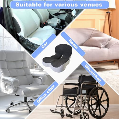 Memory Foam Seat Cushion for Long Sitting,Chair Pads,L-Shaped Ergonomic Design for Office Chair & Truck Drivers,Improve Comfort During Prolonged Sitting(Black Gray)