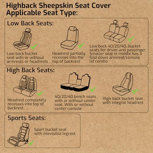 Aegis Cover Sheepskin Seat Cover Genuine Australian Merino Wool Front Seat Cover Luxury Dense Pelt Universal Fit for Most Cars, SUVs, Trucks, Bucket-Style, 54 X 22 Inches (Sand) - color: Sand