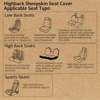 Aegis Cover Sheepskin Seat Cover Genuine Australian Merino Wool Front Seat Cover Luxury Dense Pelt Universal Fit for Most Cars, SUVs, Trucks, Bucket-Style, 54 X 22 Inches (Sand) - color: Sand