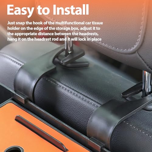 ZenChef Three-in-one Car Organizers and Storage, 2025 New Multi-function Car Tissue Holder, Multi-function Backseat Car Organizer with Cup Holder, Tissue Box, Hook (white) - color: White