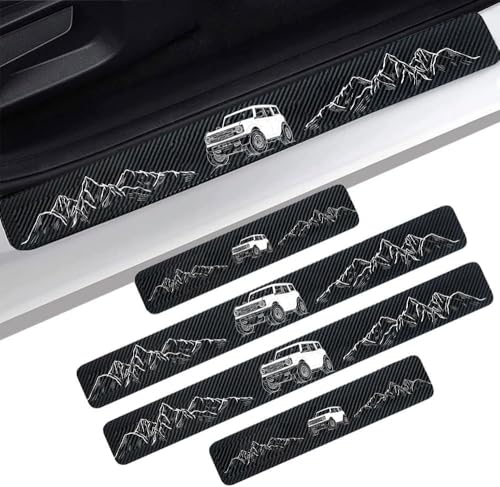 4PCS Carbon Fiber Door Sill Protectors Front/Rear Anti-Scratch Entry Guard (Door-White) - color: door-white