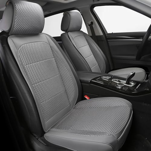 2 Pack Ventilated Cooling Car Seat Covers for Summer, 3D Air Mesh Breathable Leather Front Seat Protectors with Storage Pocket, Universal Fit Non-Slip Seat Cushion for Car Truck SUV(Gray) - color: 2 PCS-gray, size: Front Seat Cover