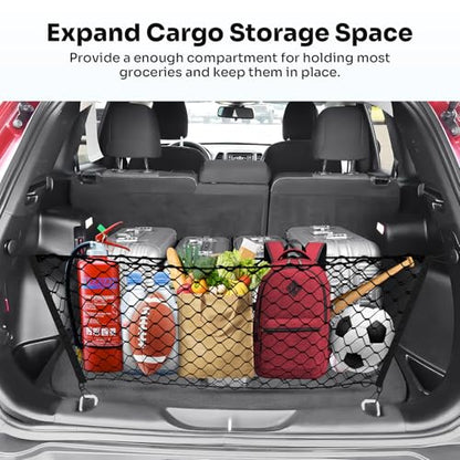 Canvcle Trunk Cargo Net for 2014-2023 Jeep Cherokee Accessories Envelope Style Mesh Trunk Net Organizer and Storage Stretchable Adjustable Elastic Nylon Rear Cargo Netting with Hooks - style: for Jeep Cherokee