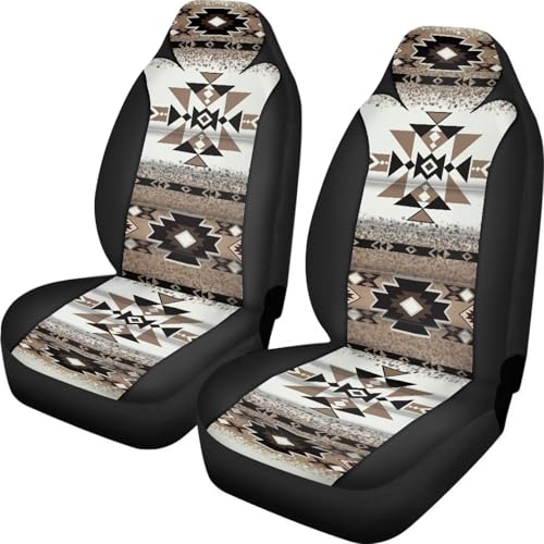 INSTANTARTS Aztec African Tribal 2 Piece Seat Cover Women Front Seat Protector Seat Dust Cover Auto Cover Washable Car Seat Dust Cover for Men - color: Aztec African Tribal