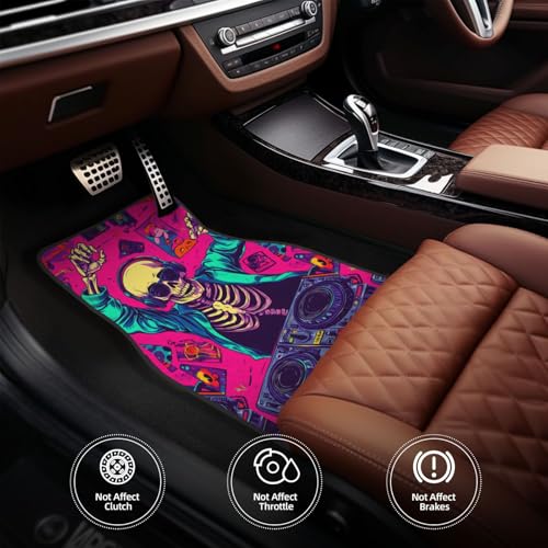 car Foot mat Skeleton DJ Non-Slip Carpet Mats for Cars & Trucks,Decorative Front & Rear Vehicle Foot Rugs,4-Piece Car Floor Mat Set,Universal fit Floor mats